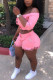 Pink Fashion Casual adult Ma'am Solid Two Piece Suits Straight Three Quarter Two Pieces