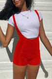 Red Fashion Casual Solid Basic O Neck Short Sleeve Two Pieces