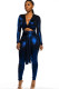 Blue street Solid Patchwork Chemical fiber blend Long Sleeve V Neck 