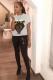 White O Neck Short Sleeve Patchwork Print Animal Prints Tees & T-shirts