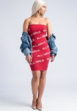 Blue Sexy & Club Strapless Sleeveless Step skirt skirt Club Dresses