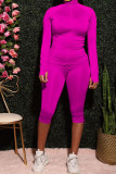 Red Fashion Active adult Ma'am Solid Two Piece Suits pencil Long Sleeve Two Pieces