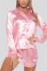 Pink Casual Living Letter Embroidery Basic Turndown Collar Long Sleeve Two Pieces