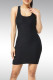 Black Casual Solid Patchwork U Neck Pencil Skirt Dresses