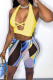 Yellow Sexy Print Bandage Halter Sleeveless Two Pieces