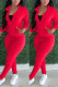 Red Fashion Sexy Adult Patchwork Solid Patchwork Turndown Collar Long Sleeve Regular Sleeve Regular Two Pieces
