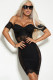 Black Sexy Cap Sleeve Short Sleeves One word collar Step Skirt Knee-Length Solid Club Dresses