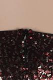 Silver adult Fashion Sexy Spaghetti Strap Sleeveless Slip Step Skirt skirt Sequin Solid Club Dre