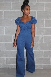 Light Blue Casual Backless Solid Chemical fiber blend Sleeveless V Neck 