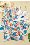 Baby Blue Sexy Print Bandage Patchwork Swimwears Three Piece