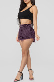 Purple Fashion Casual Solid Basic High Waist Straight Jeans