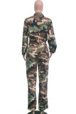 Camouflage Casual Print Long Sleeve Turndown Collar