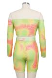 Blue Sexy Fashion Print Tie Dye Patchwork asymmetrical Straight Long Sleeve