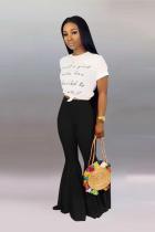 Black Elastic Fly High Asymmetrical Draped Solid Boot Cut Pants Pants