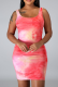 Pink Sexy Print Patchwork O Neck Pencil Skirt Dresses