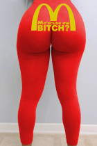 Red Sexy Print Skinny Bottoms