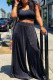 Black Fashion Elegant Solid Patchwork U Neck Sleeveless Two Pieces