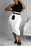 Black Sweet Solid Bandage Pocket Skinny Bottoms