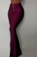Red Street Solid Buckle Boot Cut High Waist Speaker Patchwork Bottoms