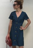 As Show-7 Brief Cute V-Neck Short Sleeve Loose skirt Club Dresses