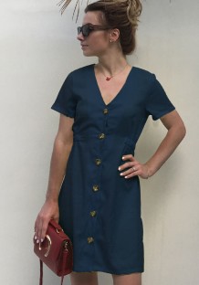 As Show-5 Brief Cute V-Neck Short Sleeve Loose skirt Club Dresses