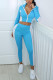 Light Blue Casual Solid Patchwork O Neck Long Sleeve Two Pieces