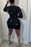 Pink Sexy Solid Patchwork Half A Turtleneck Pencil Skirt Dresses