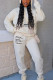 White Sportswear Print Hooded Collar Long Sleeve Two Pieces