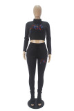 Grey Casual Solid Embroidered Mandarin Collar Long Sleeve Regular Sleeve Short Two Pieces