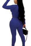 Wine Red Street Solid Hollowed Out See-through U Neck Long Sleeve Short Two Pieces