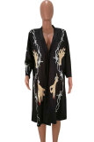 Black cardigan Print Print Blazer & Suits &Jacket
