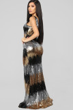 As Show Sexy Tank Short Sleeves V Neck Step Skirt Floor-Length Print Club Dresses