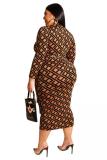 White Fashion Sexy adult Turndown Collar Print Zippered