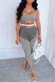 Pink Fashion Sexy Patchwork Bandage Hollowed Out Backless Strapless Skinny Jumpsuits