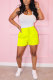 Yellow Fashion Sexy adult Patchwork Solid Bandage Two Piece Suits pencil Sleeveless Two Pieces