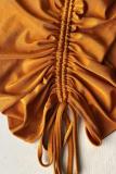 Orange Fashion Sexy adult Bell sleeve Long Sleeves one shoulder collar Step Skirt Ankle-Length Pa