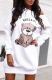 White Fashion Casual Print Basic O Neck Printed Dress Dresses