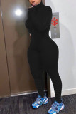 Red Casual Spandex Pit Article Fabrics Solid Fold Pants Zipper Collar Skinny Jumpsuits