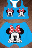 Black Casual Print Character pencil Sleeveless Two Pieces