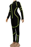 White Fashion Active adult Ma'am Patchwork Solid Two Piece Suits pencil Long Sleeve Two Pieces