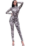 Black Sexy Two Piece Suits Patchwork Striped pencil Long Sleeve Two-piece Pants Set
