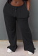 Black Casual Solid Patchwork Straight Mid Waist Straight Solid Color Bottoms