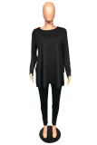 Grey Sportswear Striped O Neck Plus Size 