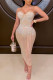 Apricot Sexy Geometric Hot Drill Spaghetti Strap Sling Dress Dresses