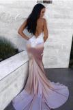 Colorful blue adult Fashion Sexy Spaghetti Strap Sleeveless Slip Mermaid Floor-Length Patchwork backless