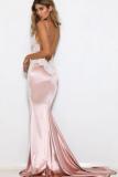 Colorful blue adult Fashion Sexy Spaghetti Strap Sleeveless Slip Mermaid Floor-Length Patchwork backless