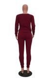 White Casual Fashion Slim fit Solid Two Piece Suits Patchwork pencil Long Sleeve