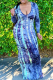 Blue Sexy Patchwork Tie-dye O Neck Pencil Skirt Dresses