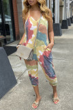 Colour Fashion Casual Print Backless Spaghetti Strap Regular Jumpsuits