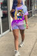 purple Fashion Casual Print Character Two Piece Suits Straight Short Sleeve Two Pieces